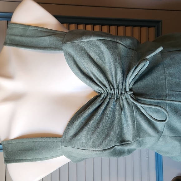 Miami for Francesca’s Ruched Sage Green Mini Dress - Picture 3 of 13